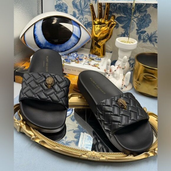 🆕 KURT GEIGER LONDON 🧿 NWOT Meena Eagle Slide, Quilted Black - Sz EU 41 US 10 - Picture 5 of 15
